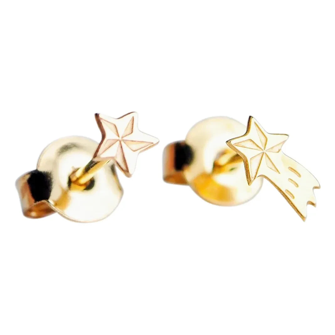 Adorabili - Asymmetrical shooting star earrings | Gold
