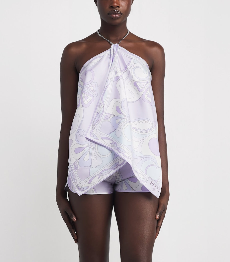 Purple Silk Chain-Tie Top