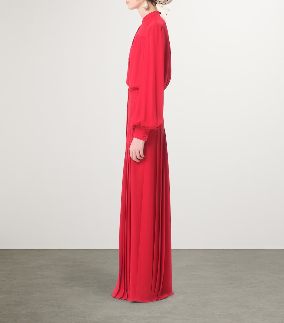 Valentino Red Silk Maxi Shirt Dress