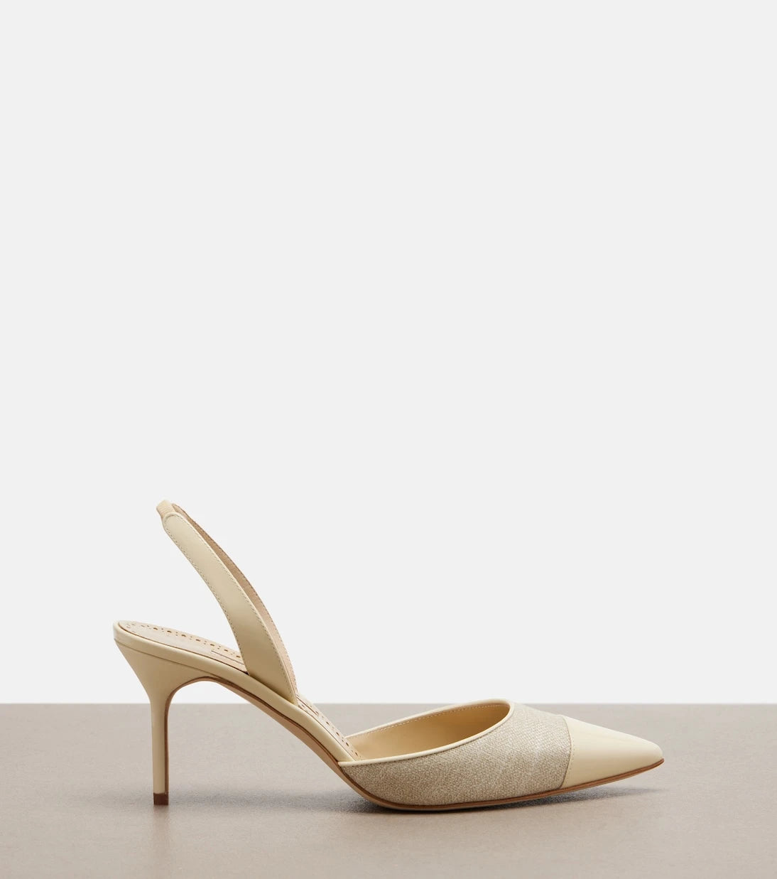 Manolo Blahnik - Capsli leather-trimmed slingback pumps