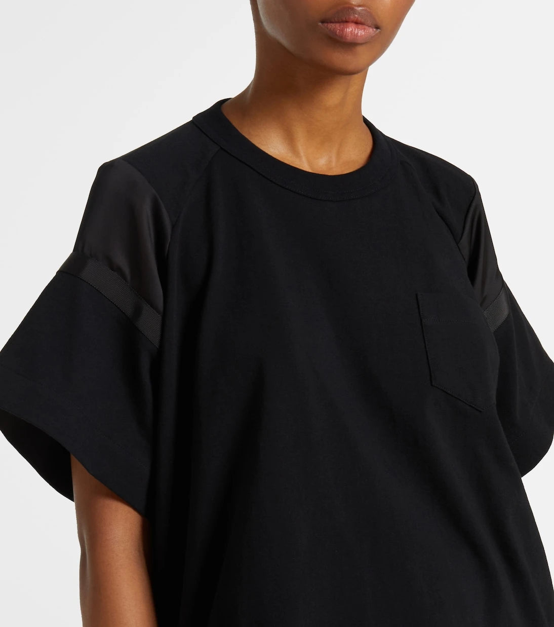 Sacai - تي شيرت من القطن الجيرسيه