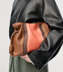 LOEWE Brown Leather Stripe Flamenco Clutch Bag