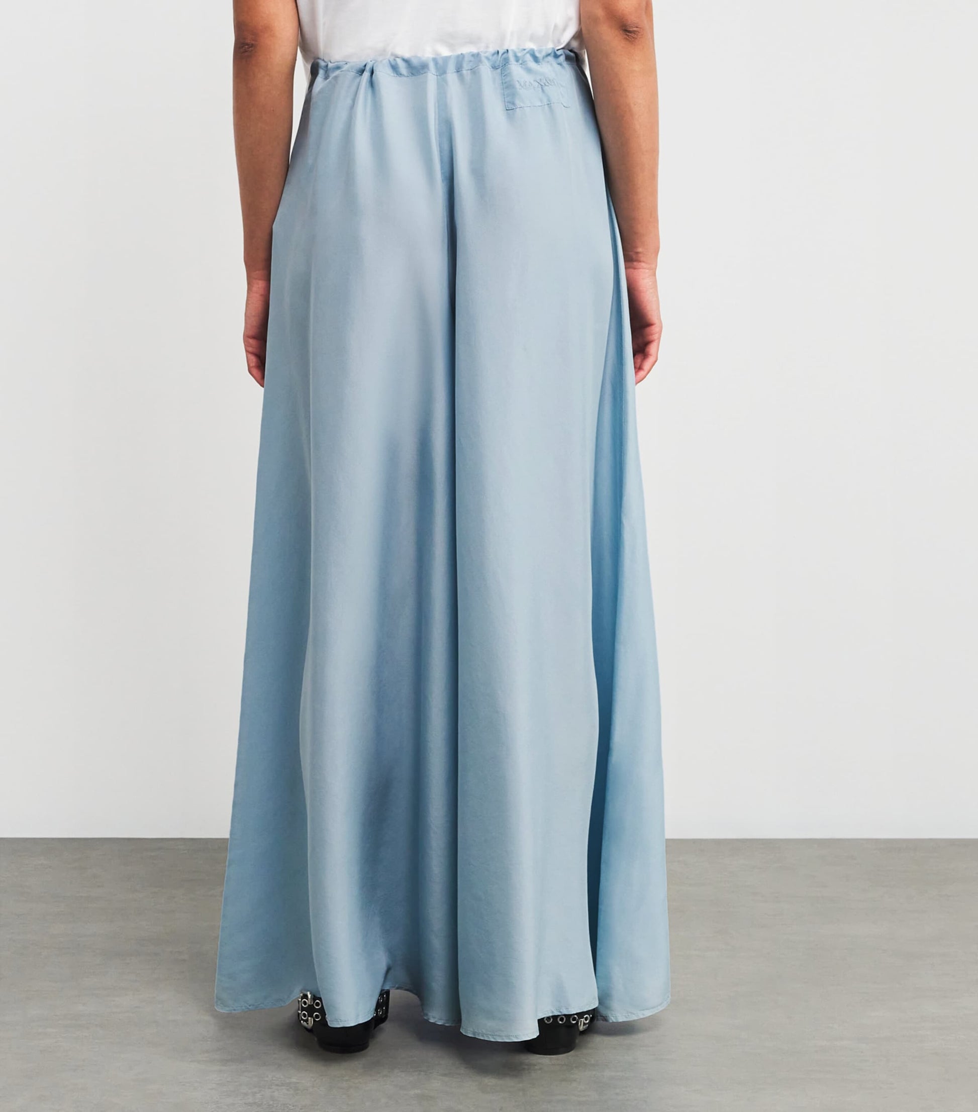 MAX&Co. Blue Silk Shades Of Nature Wide-Leg Trousers