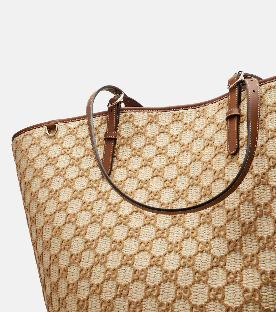 Gucci - GG Large raffia-effect tote bag