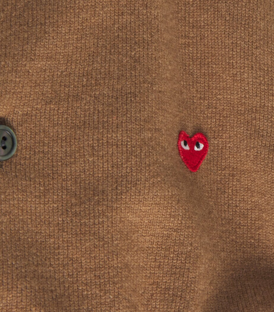 Comme Des Garçons Play Brown Wool Mini Heart Cardigan