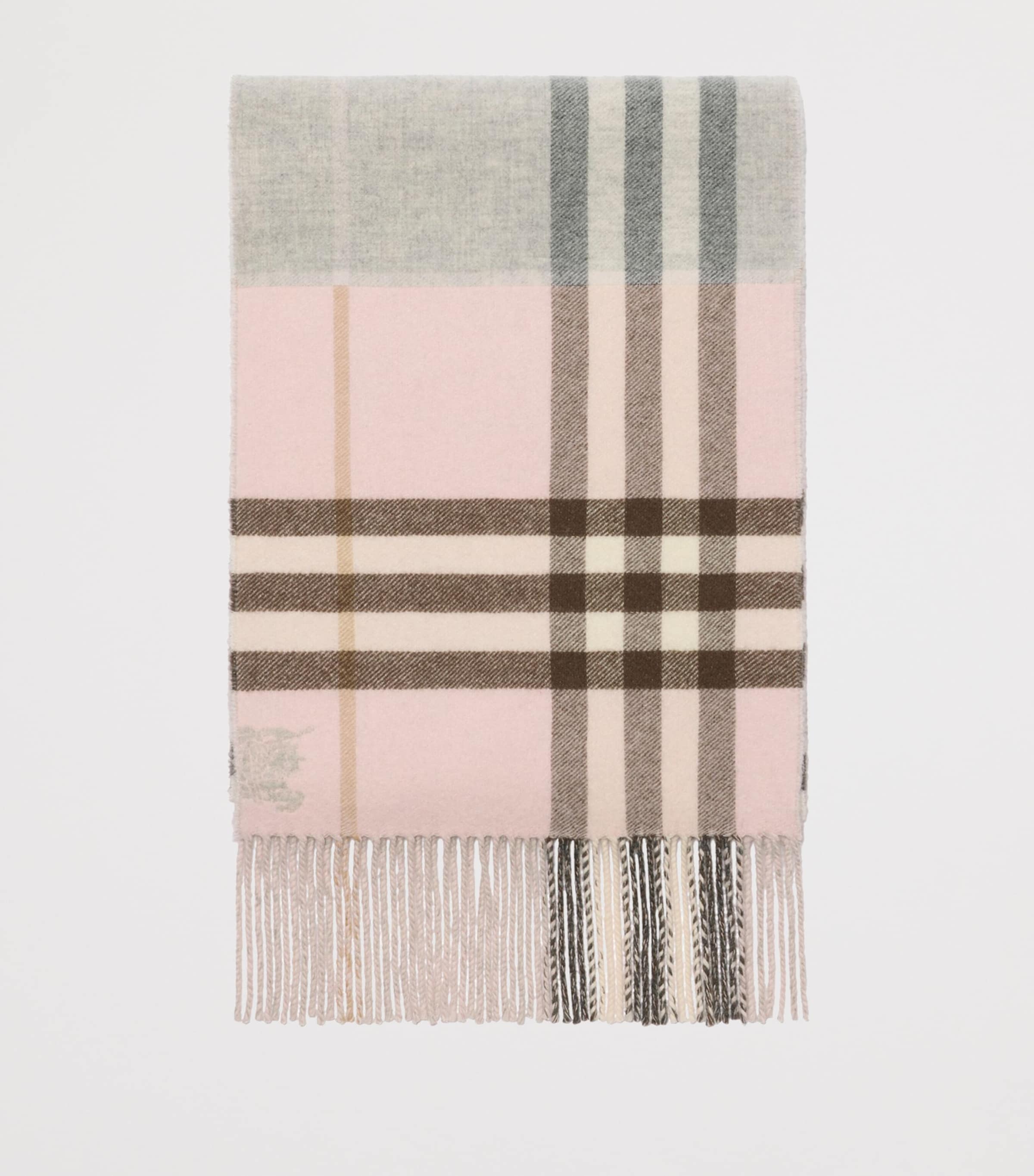 Pink Cashmere Contrast Check Scarf
