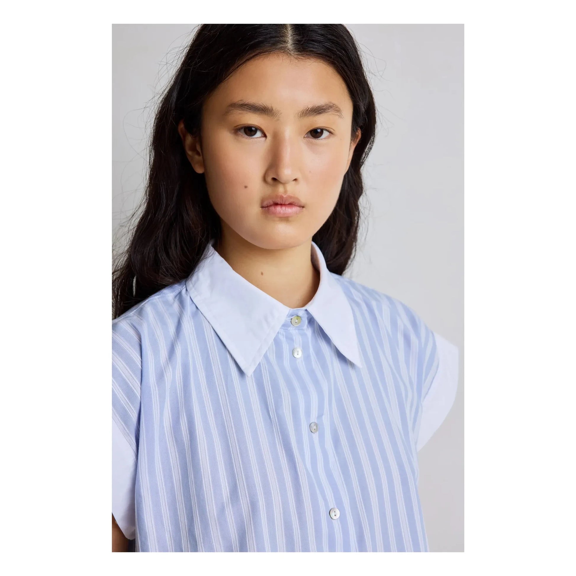 Hod - Florence Cotton Stripes Blouse | Blue