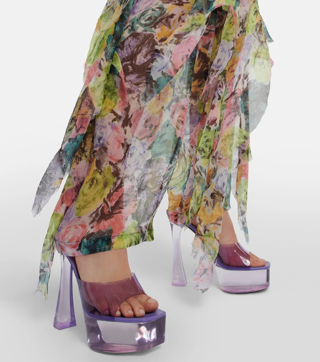 Amina Muaddi - Dalida Glass PVC platform mules