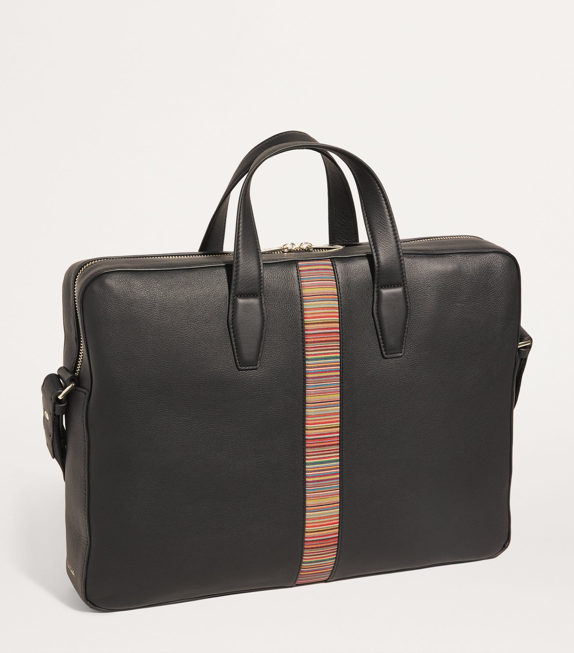 Leather Signature Stripe Briefcase