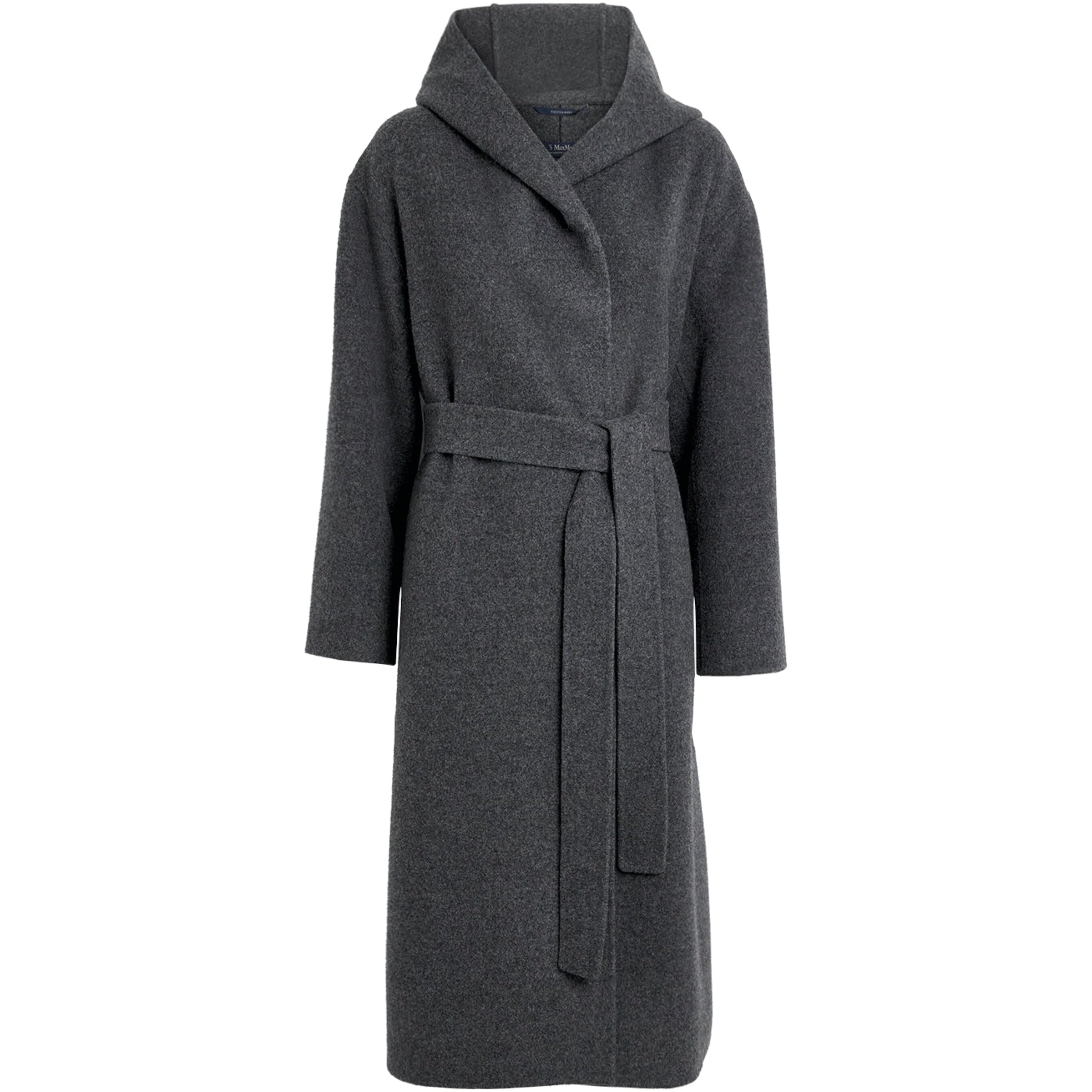 Max Mara Grey Virgin Wool-Cashmere Hooded Coat
