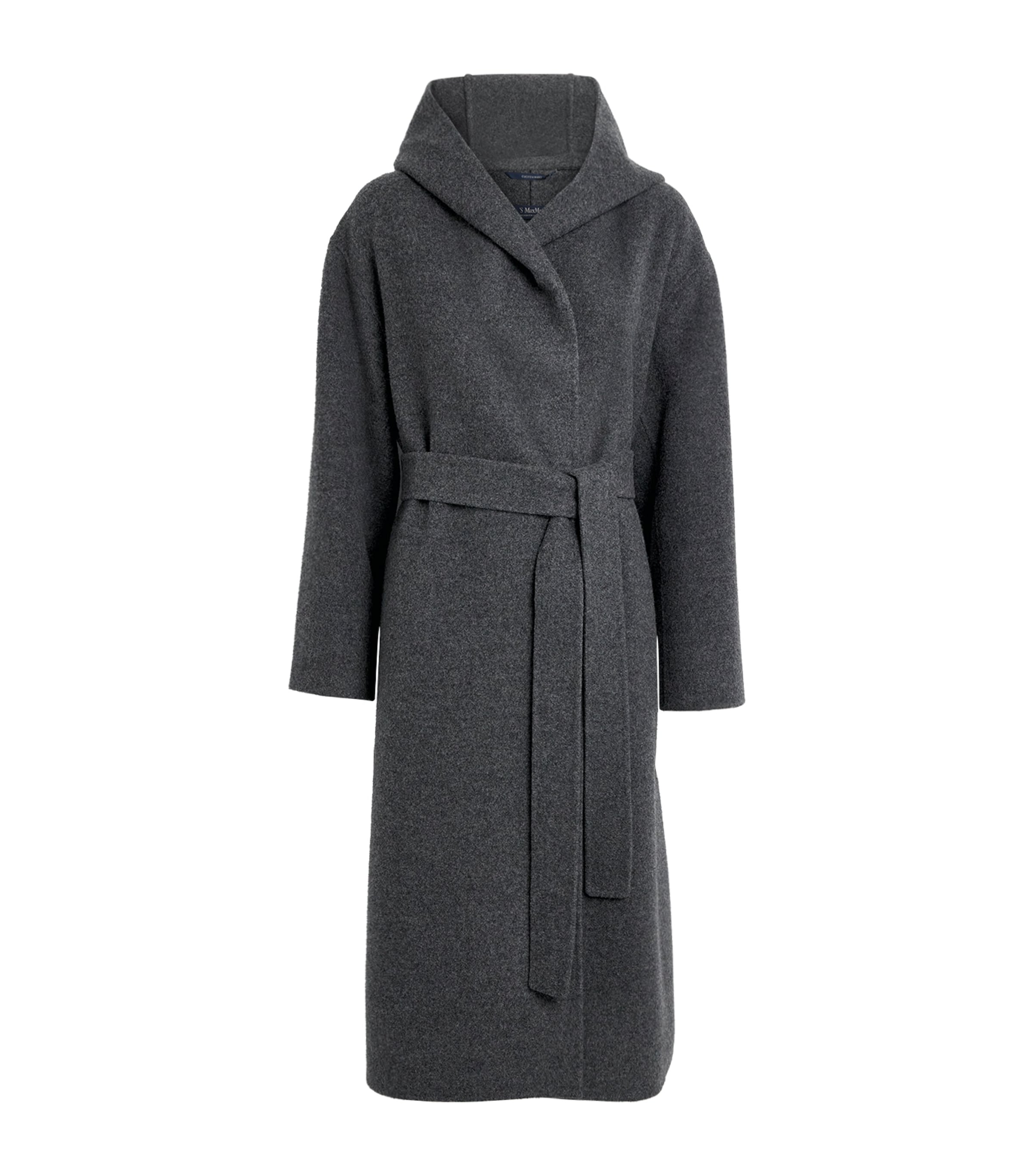 Max Mara Grey Virgin Wool-Cashmere Hooded Coat