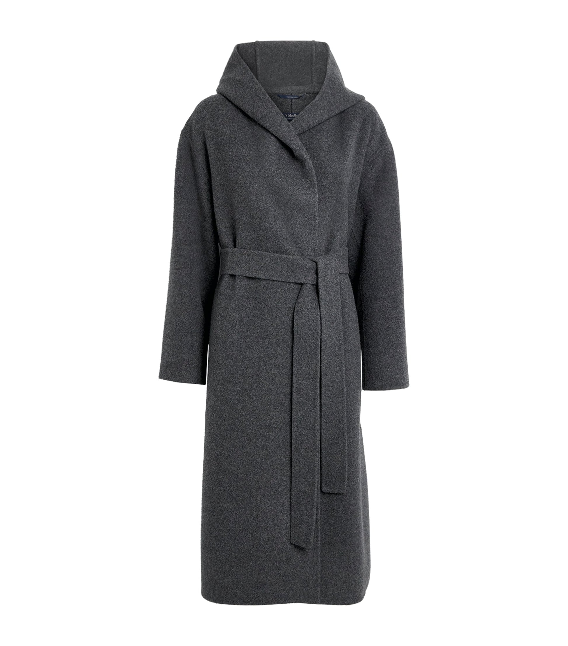 Max Mara Grey Virgin Wool-Cashmere Hooded Coat