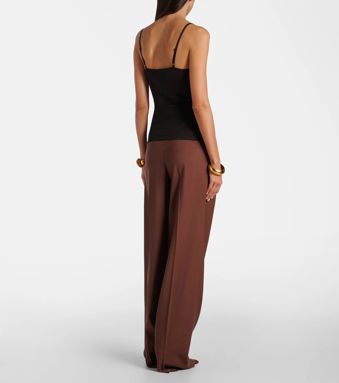 Saint Laurent - Lace-trimmed ribbed-knit silk camisole