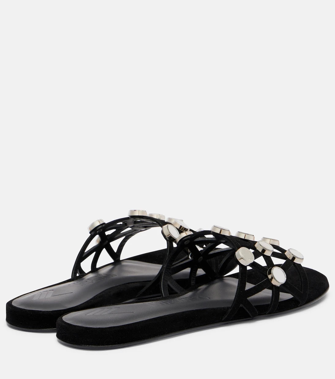 The Attico - Grid embellished suede flat sandals