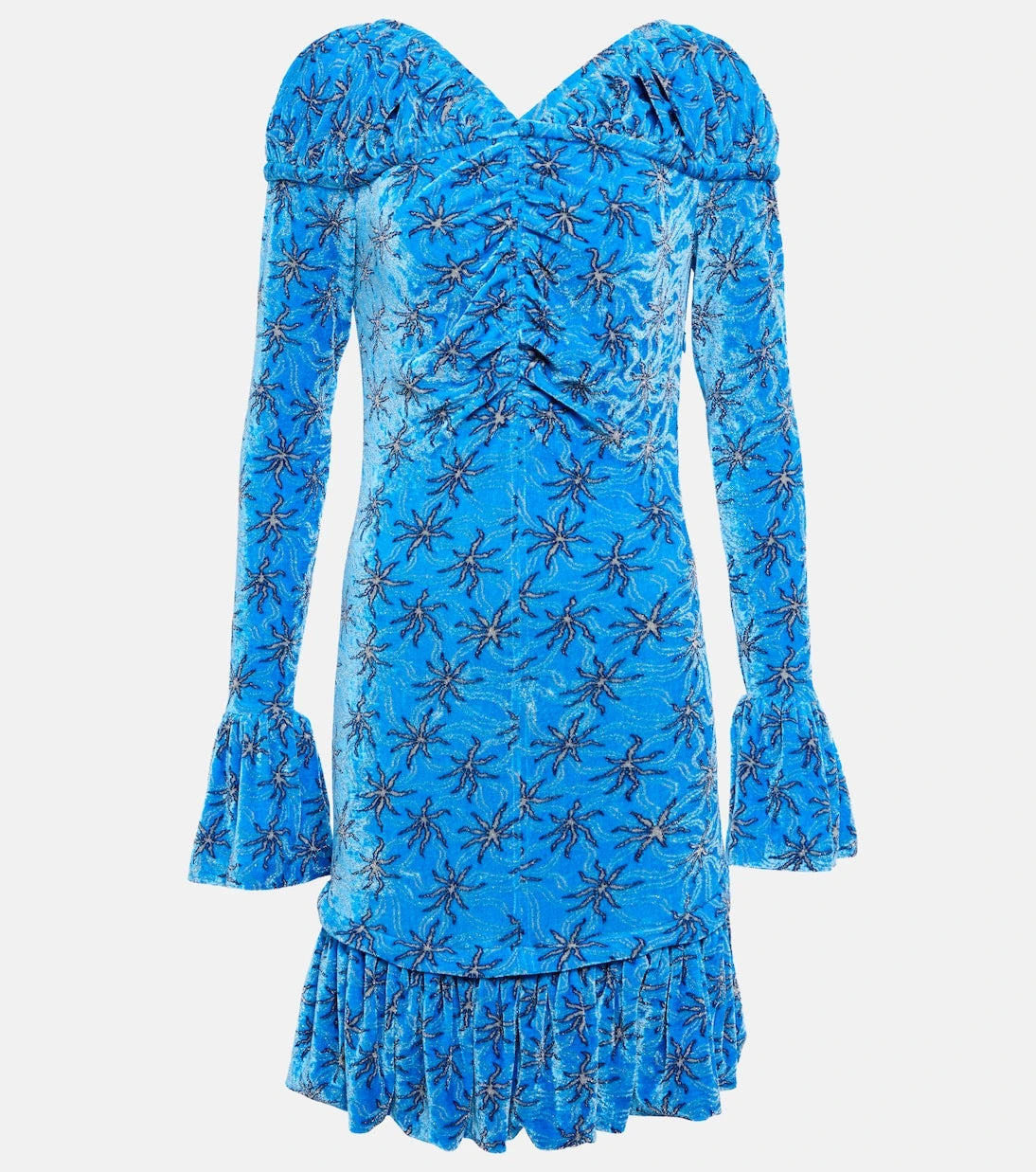 Rabanne - Floral velvet minidress