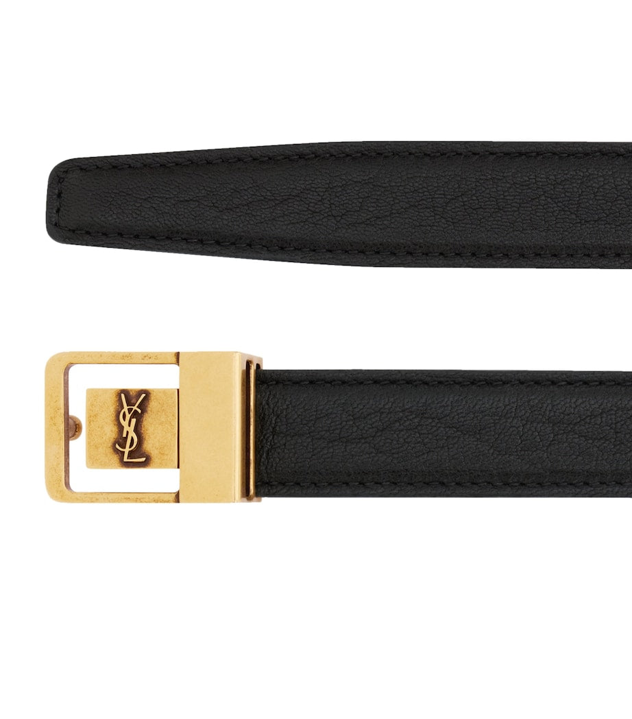 Black Leather Logo Belt