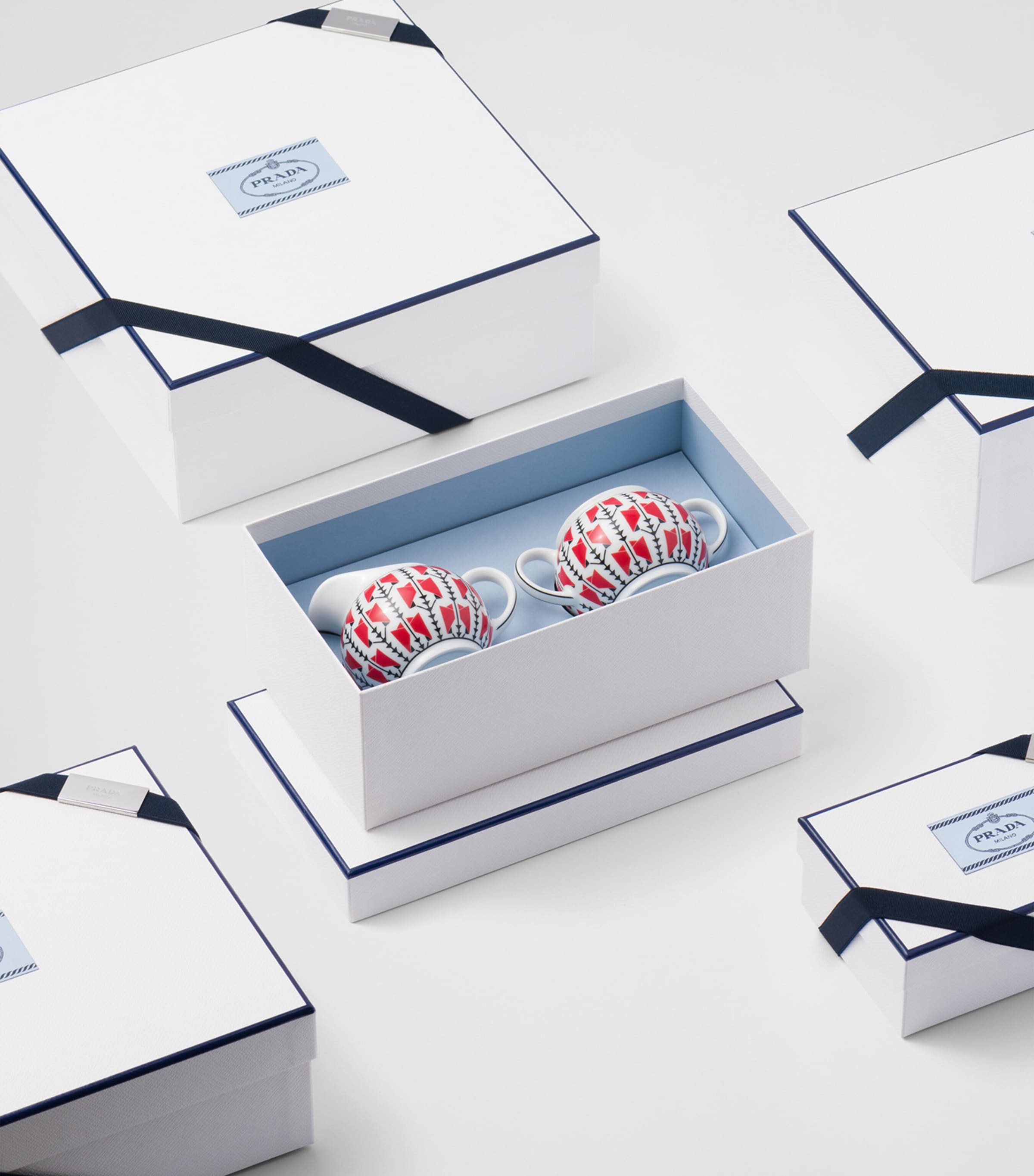 Prada Porcelain Vienna Arrows Creamer Jug and Sugar Pot Set