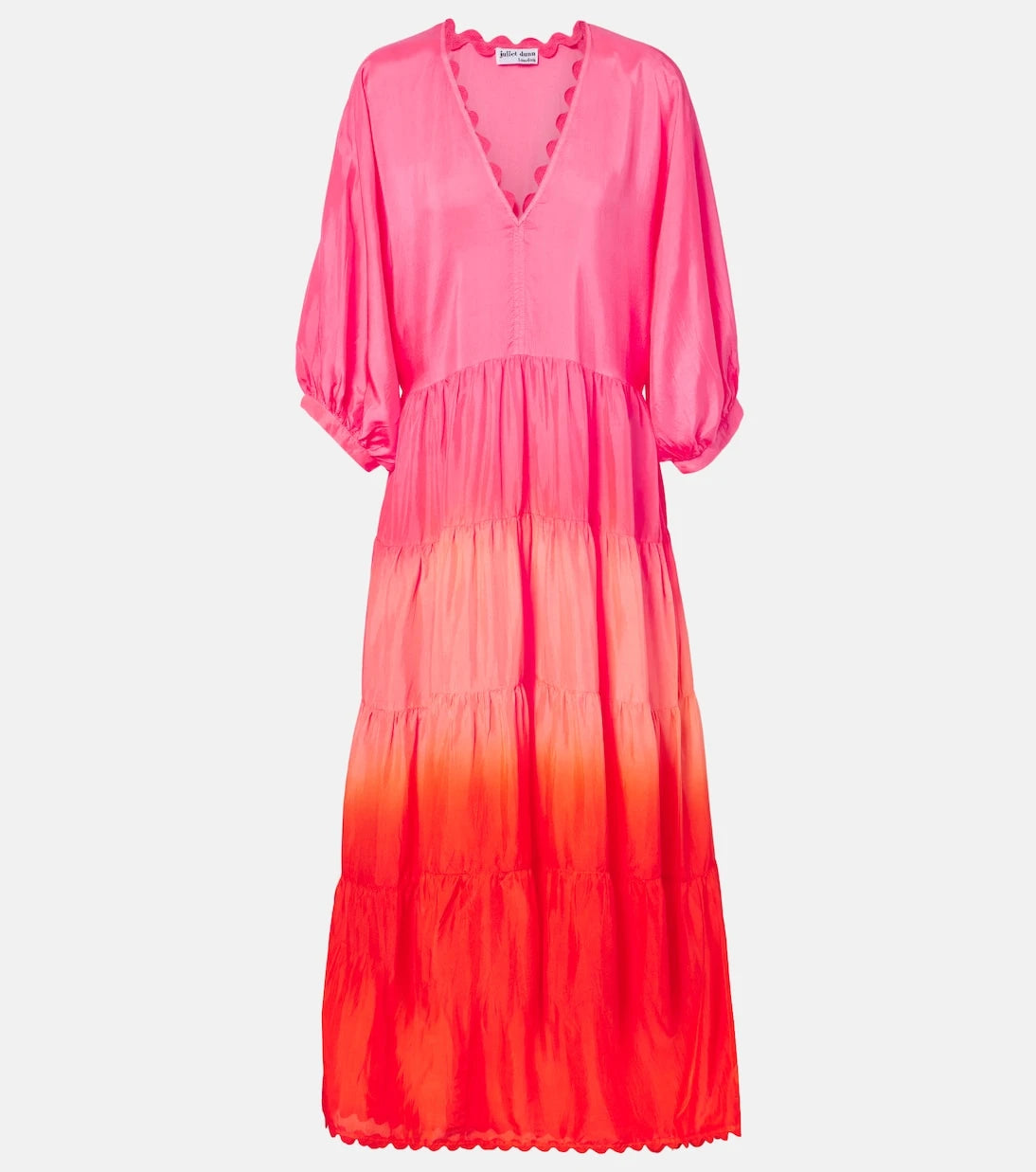 Juliet Dunn - Scalloped tiered silk maxi dress
