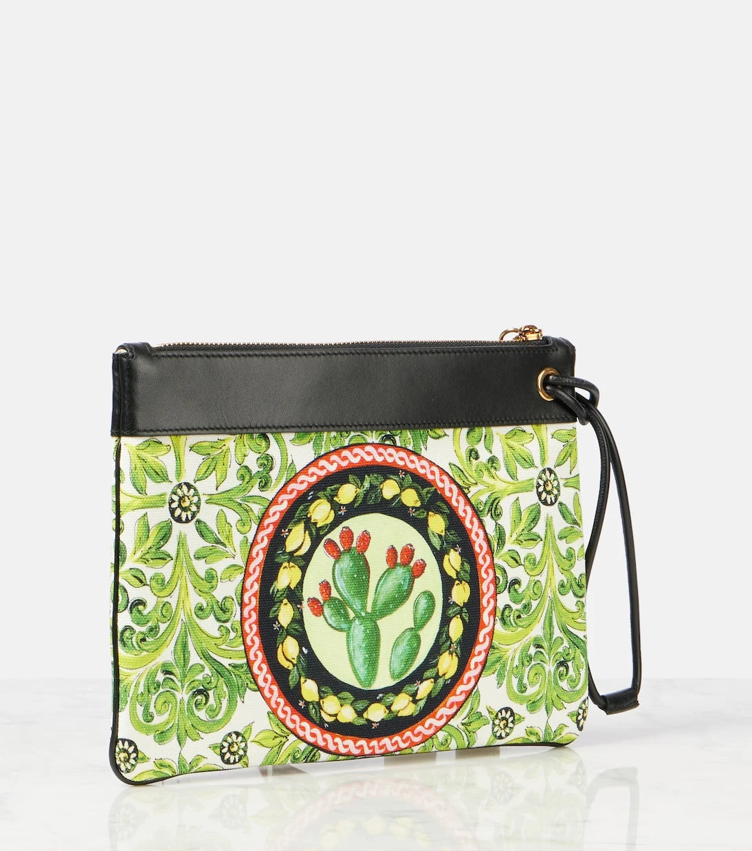 Dolce&Gabbana - Printed leather-trimmed canvas pouch