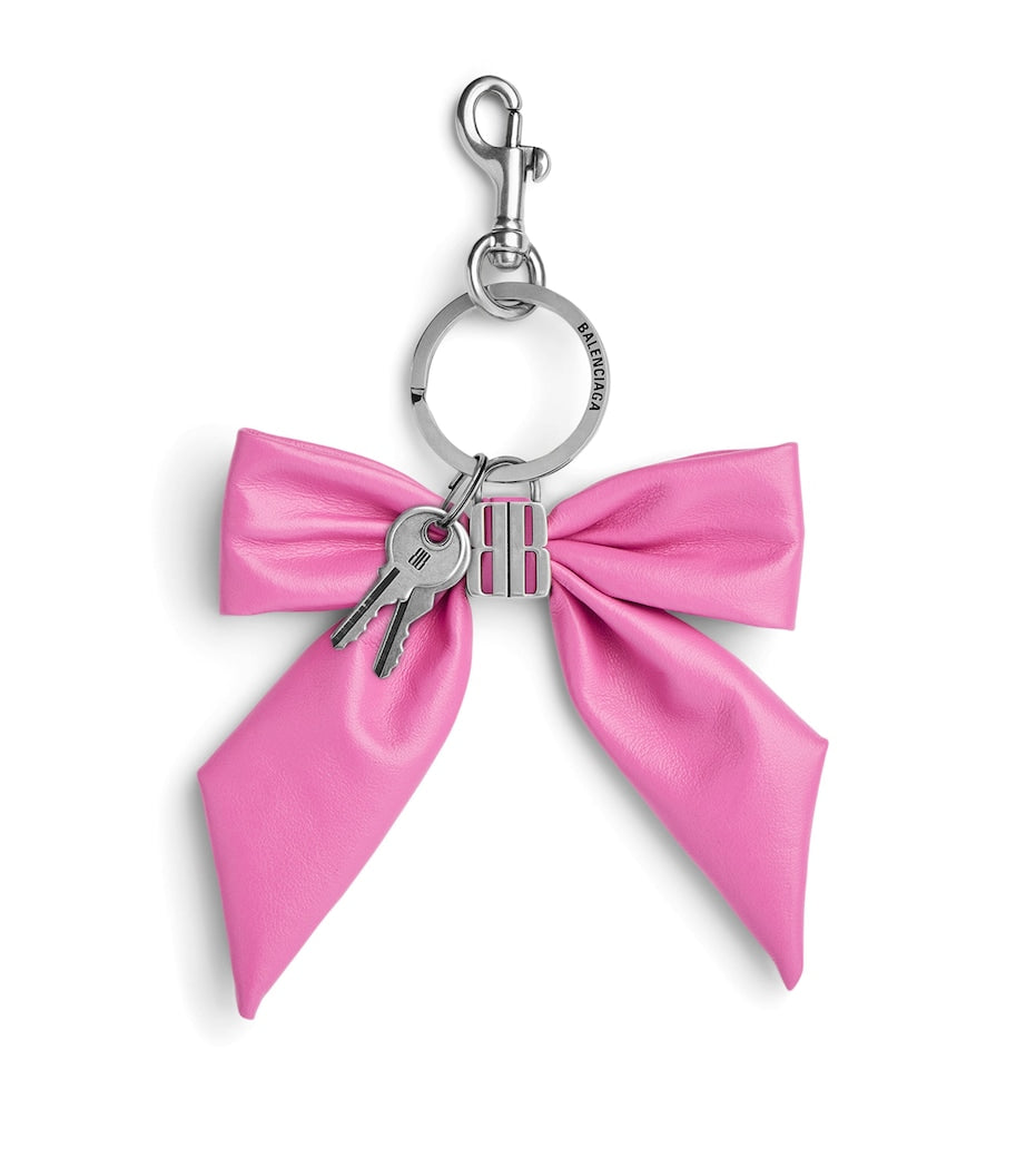 Purple Leather Clémence Bow Keyring