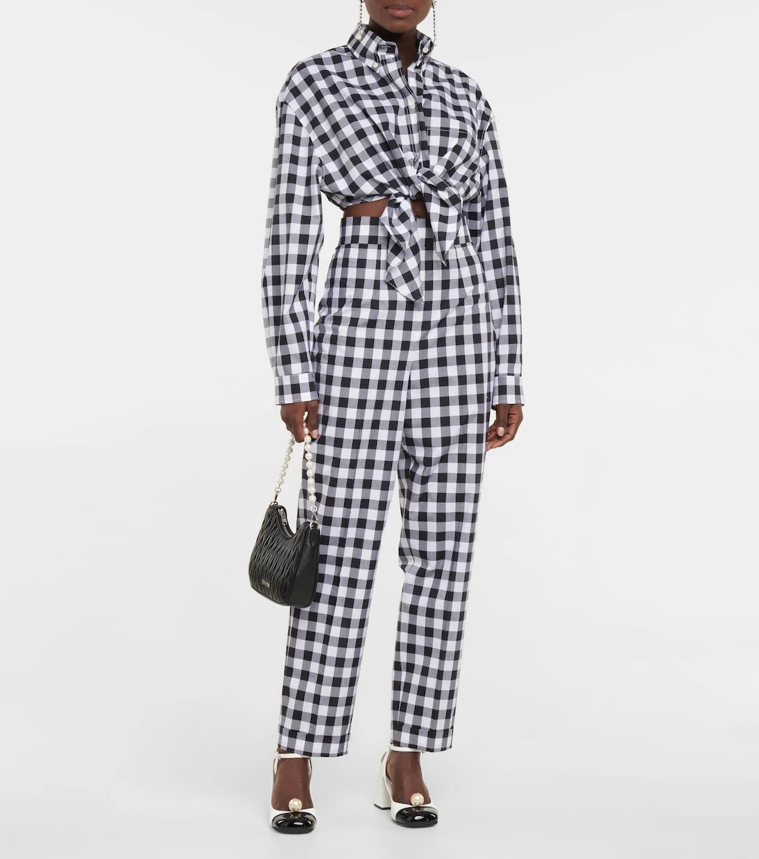 Miu Miu - Gingham high-rise cotton pants