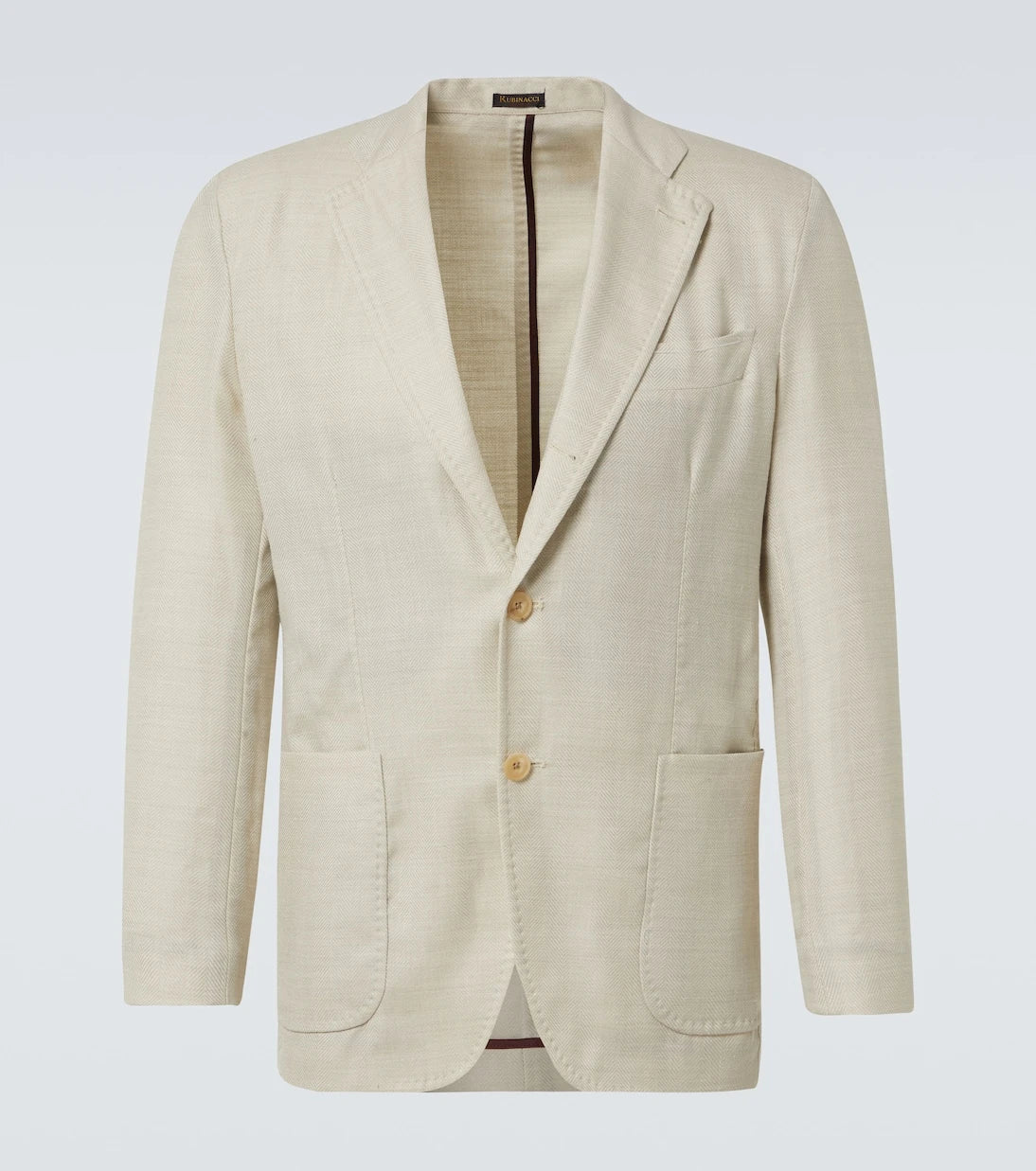 Rubinacci - Herringbone wool, silk, and linen blazer