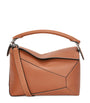 LOEWE Brown Small Leather Puzzle Edge Top-Handle Bag