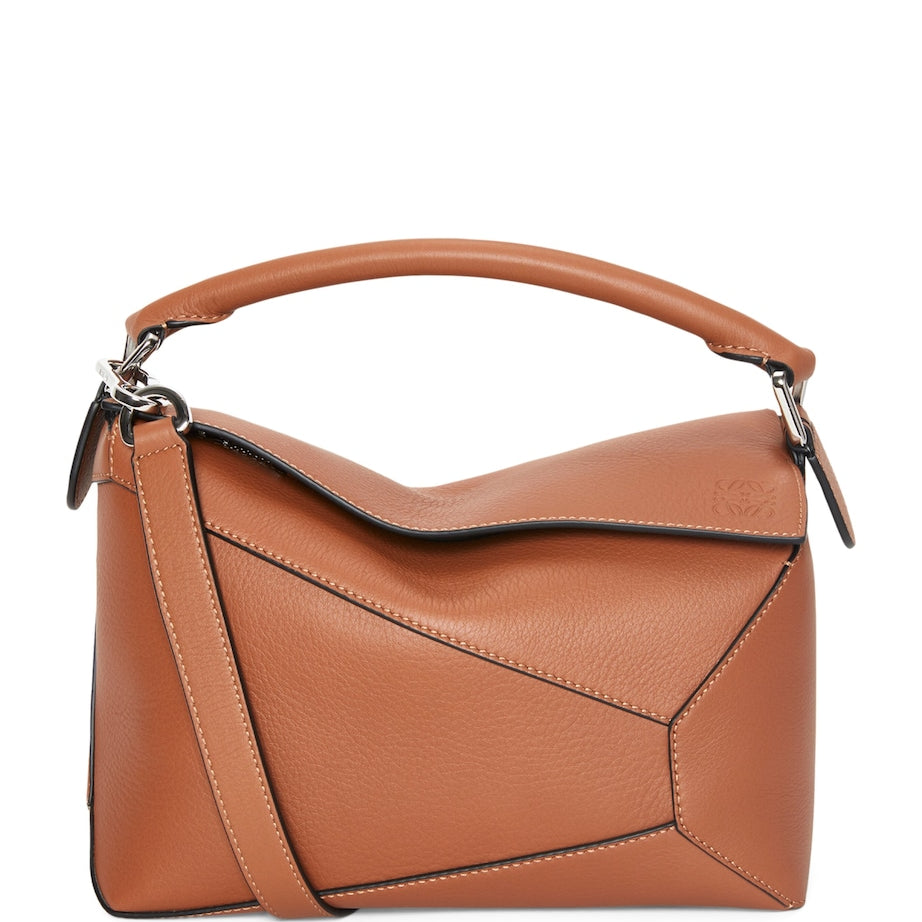 LOEWE Brown Small Leather Puzzle Edge Top-Handle Bag
