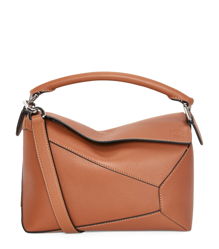 LOEWE Brown Small Leather Puzzle Edge Top-Handle Bag