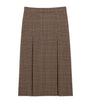 Saint Laurent White Check Print Midi Skirt