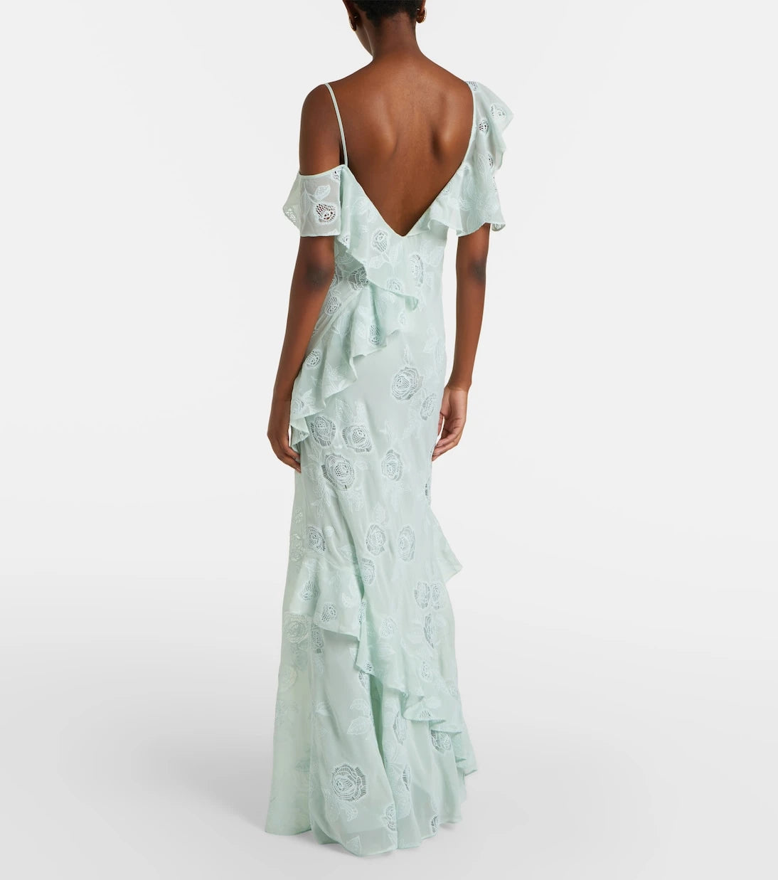 Self-Portrait - Embroidered ruffled georgette maxi dress