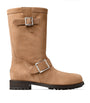 Jimmy Choo Beige Biker Mid Leather Boots