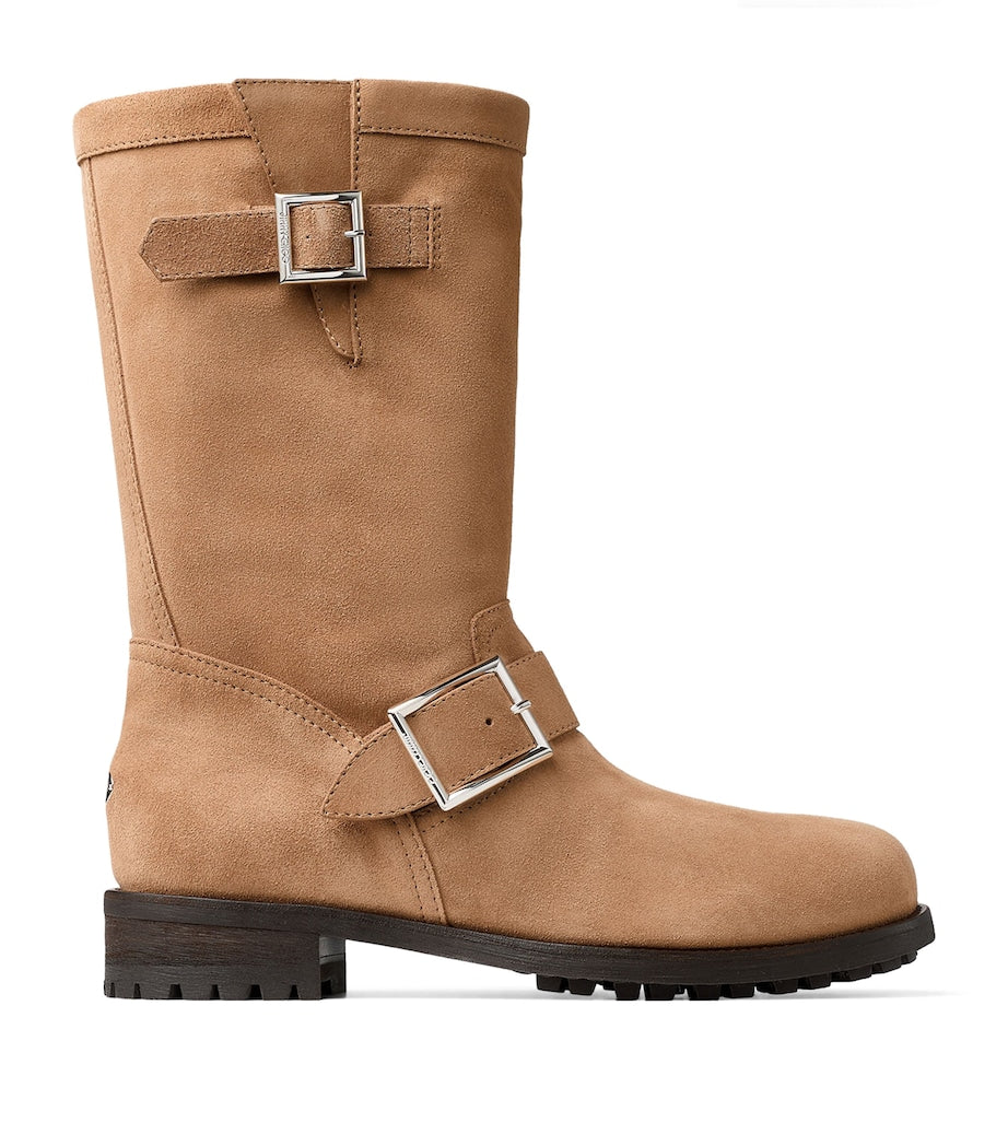 Jimmy Choo Beige Biker Mid Leather Boots