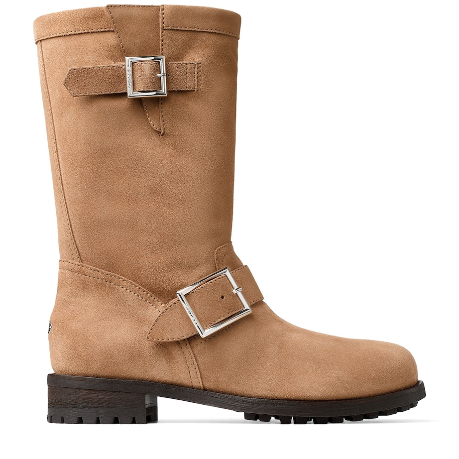 Jimmy Choo Beige Biker Mid Leather Boots