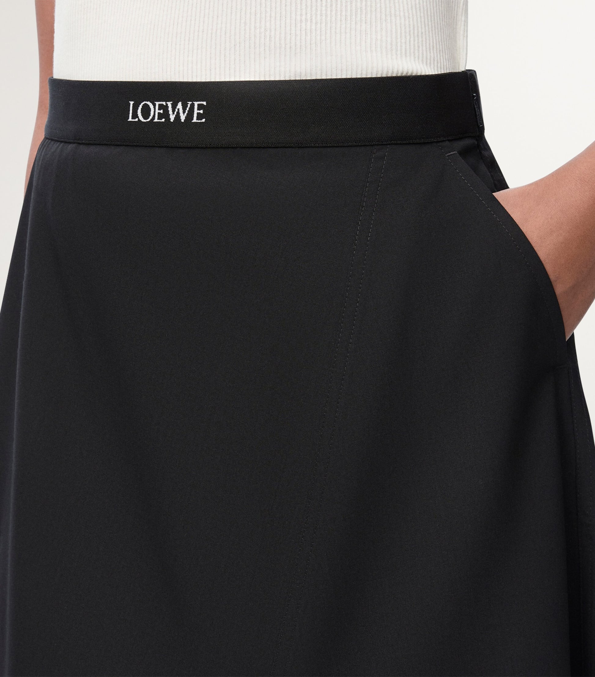 LOEWE Black Wool-Blend Asymmetric Skirt
