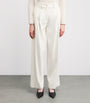White Kid Cashmere Wide-Leg Tailored Trousers