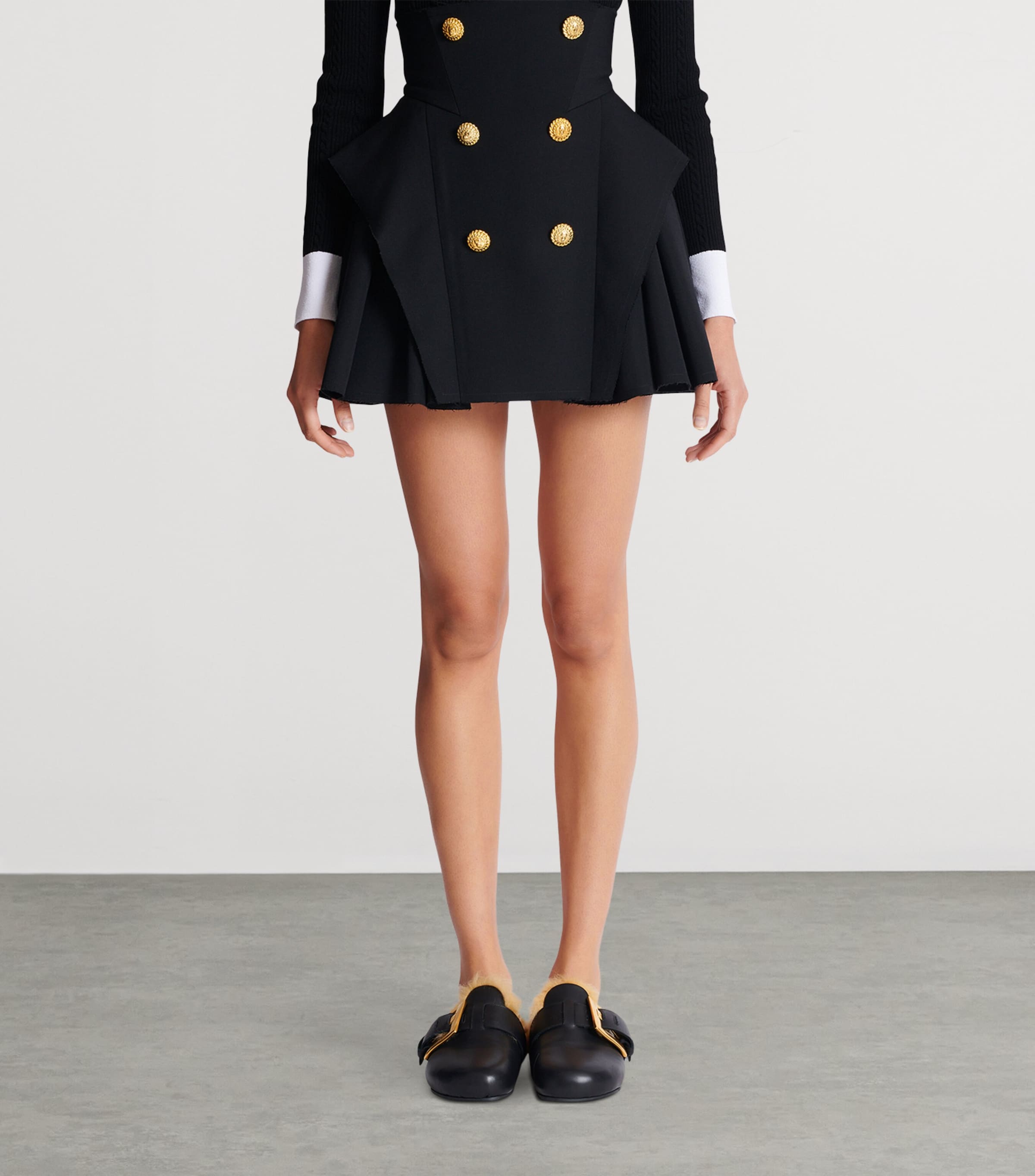 Black Wool Mini Skirt