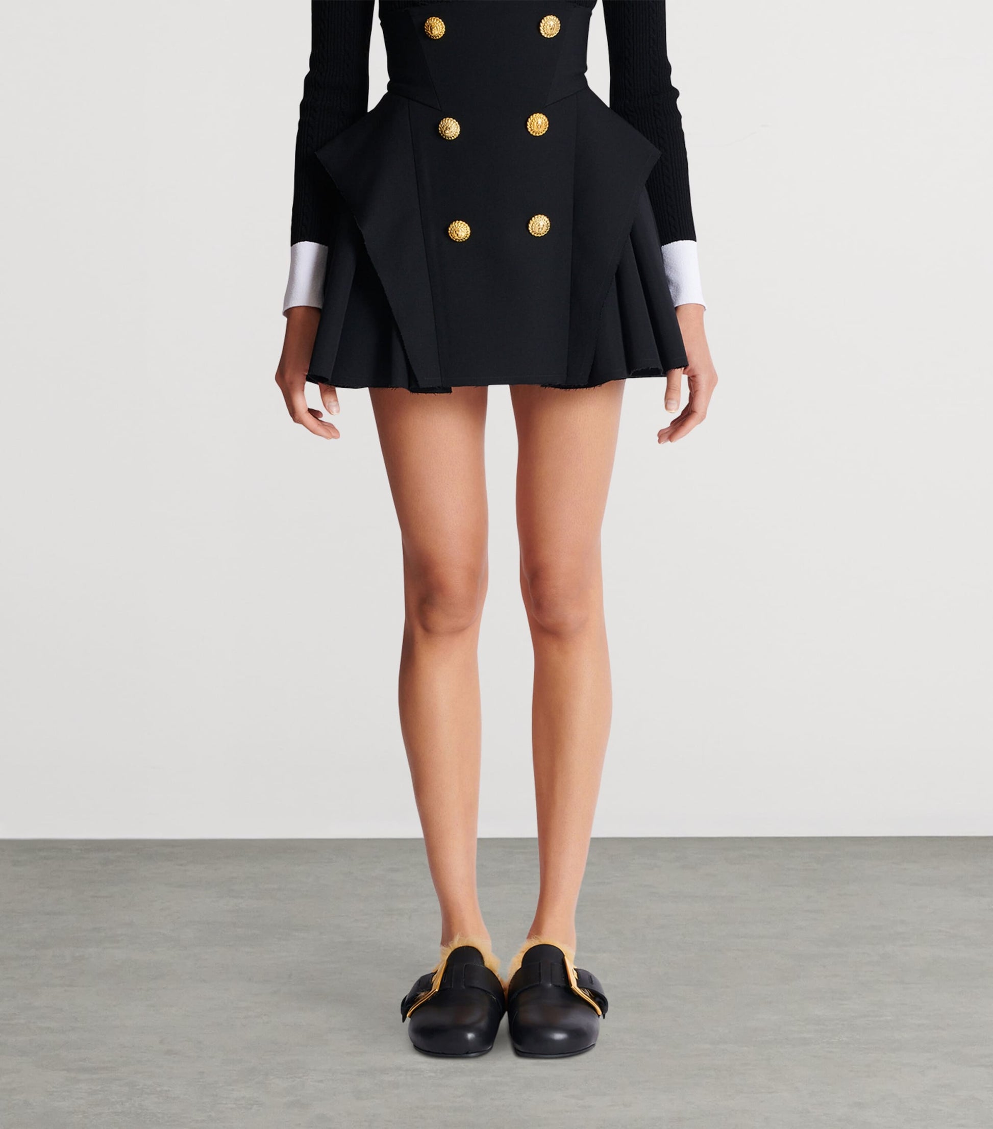 Black Wool Mini Skirt