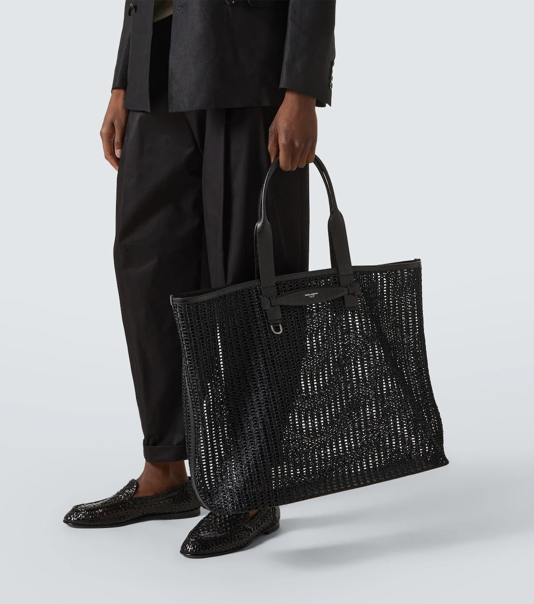 Dolce&Gabbana - Adamo woven leather-trimmed shopper
