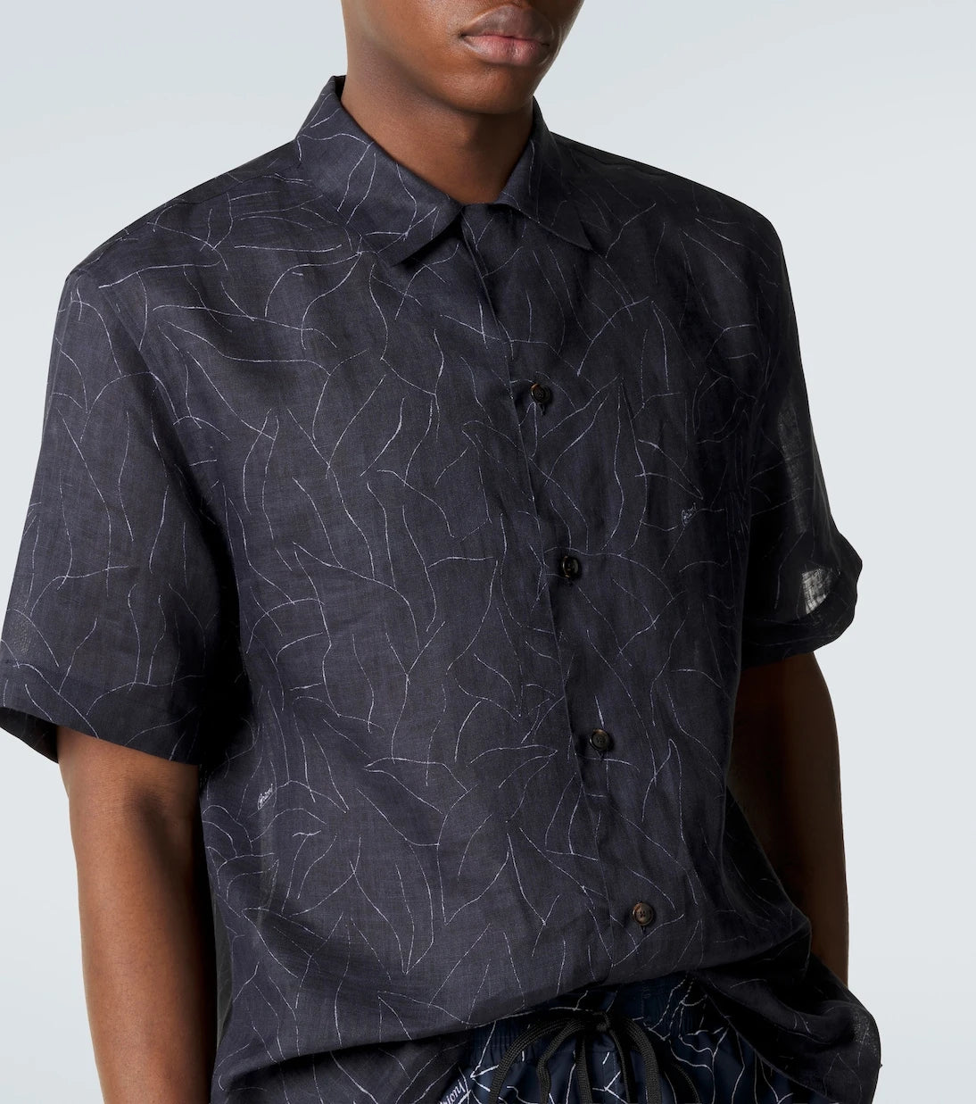 Brioni - Printed linen bowling shirt