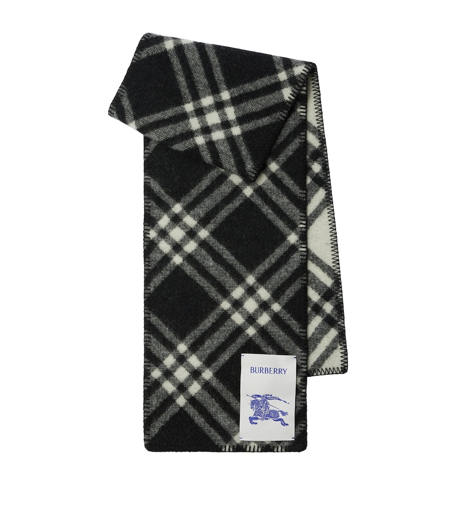 Black Wool Check Scarf