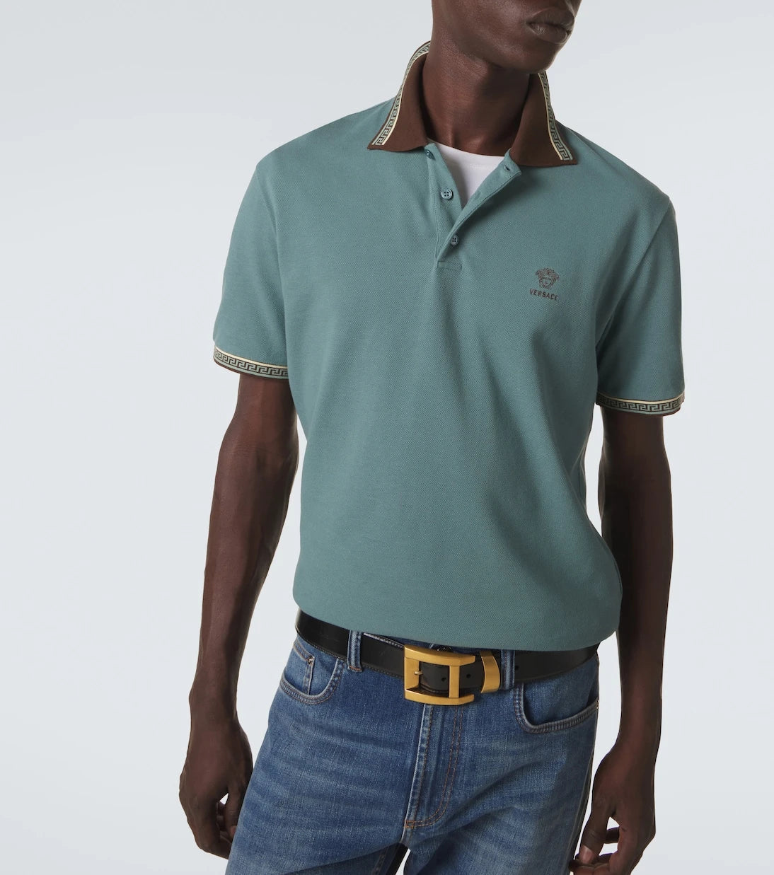 Versace - Greca cotton piqué polo shirt