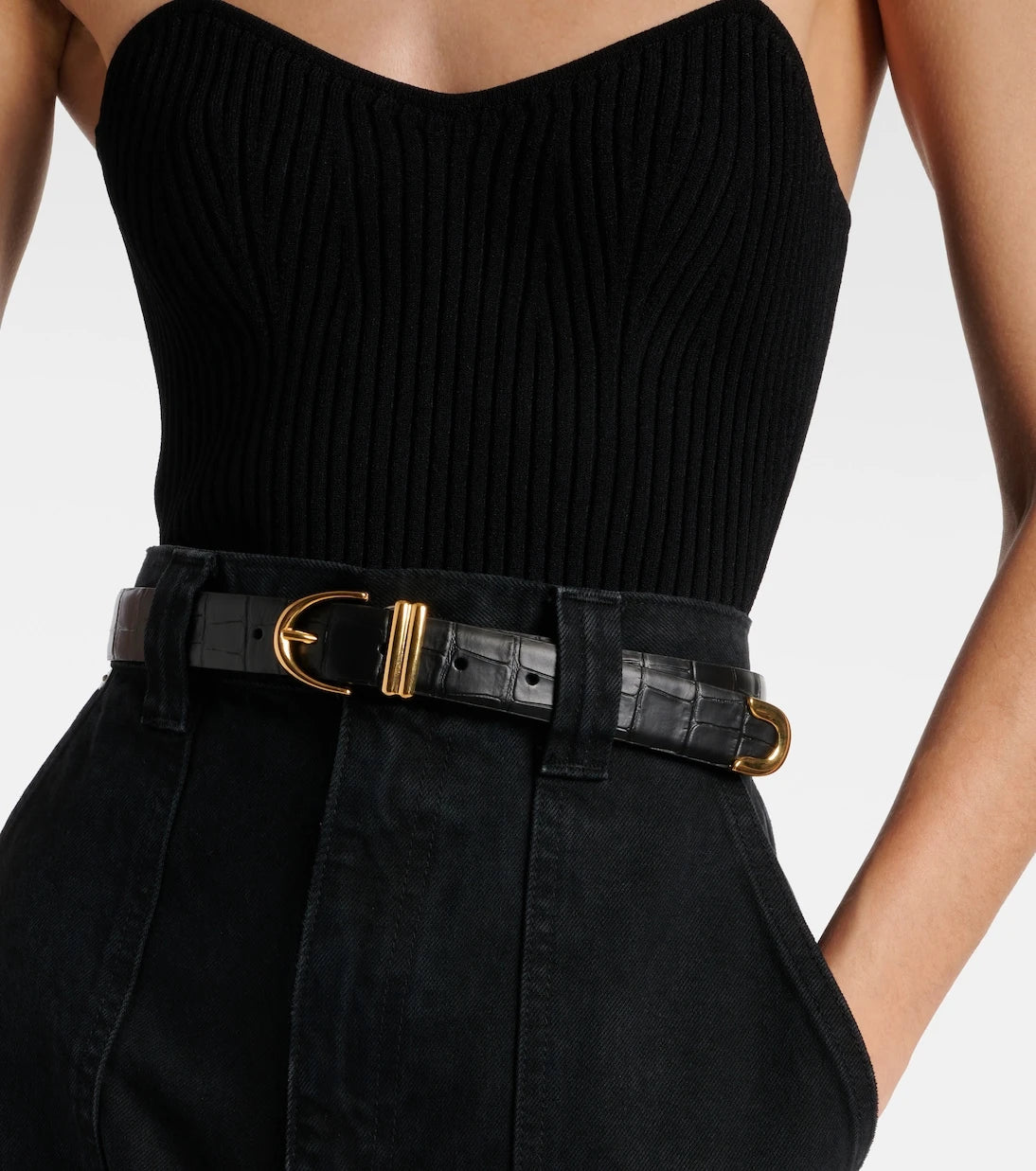 Khaite - Bambi croc-effect leather belt