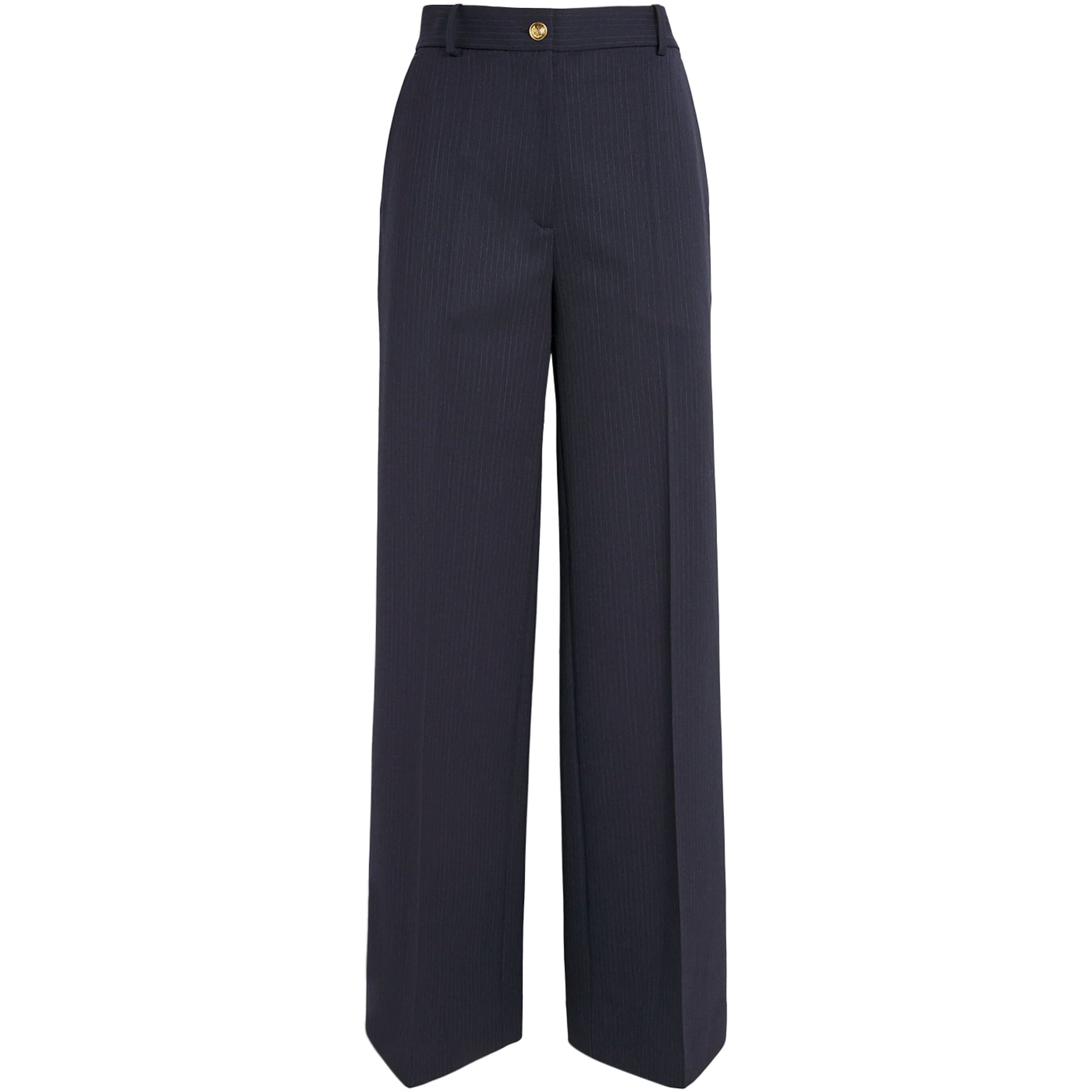 Wool-Blend Straight Leg Trousers NAVY BLUE