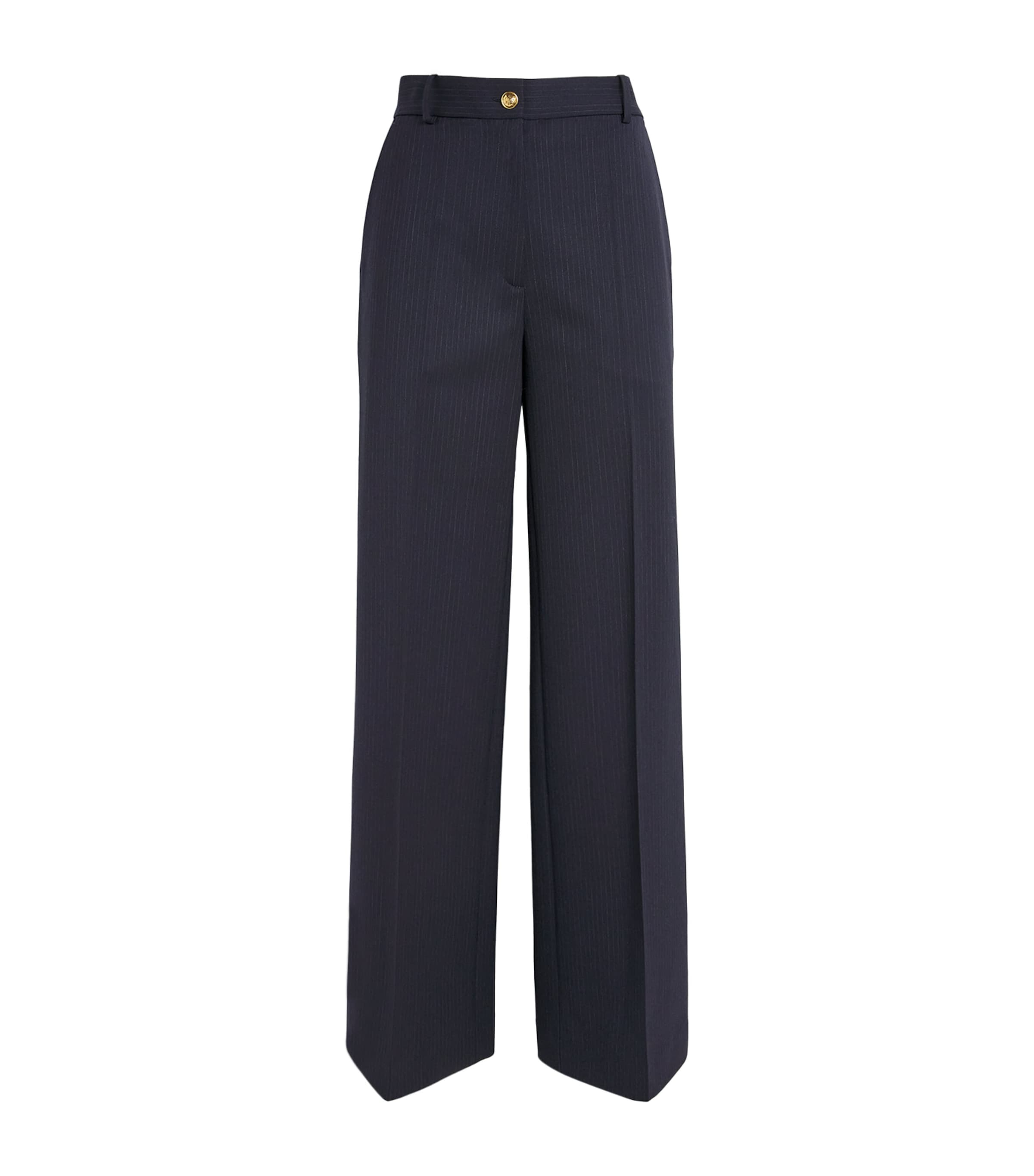 Wool-Blend Straight Leg Trousers NAVY BLUE