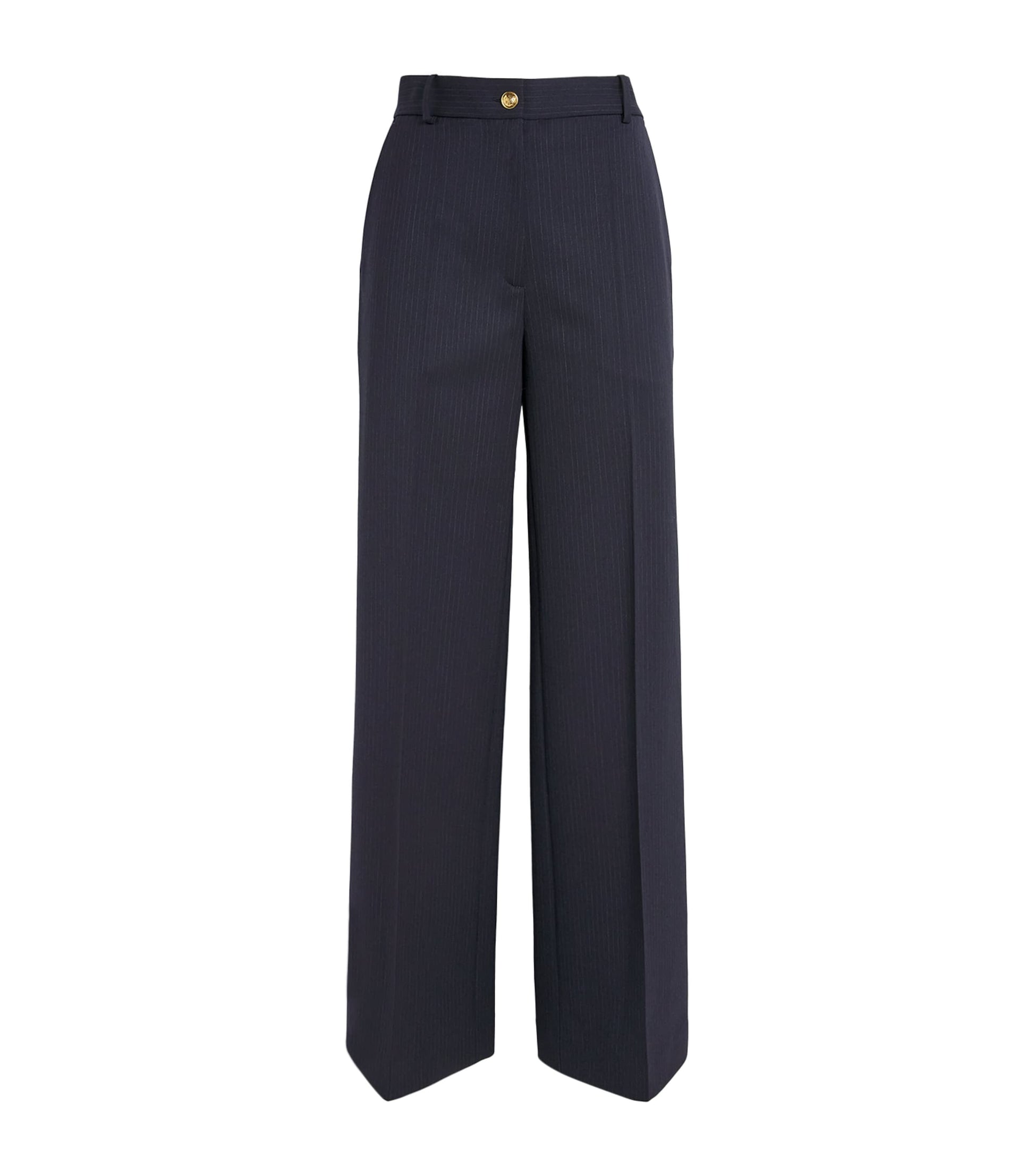 Wool-Blend Straight Leg Trousers NAVY BLUE
