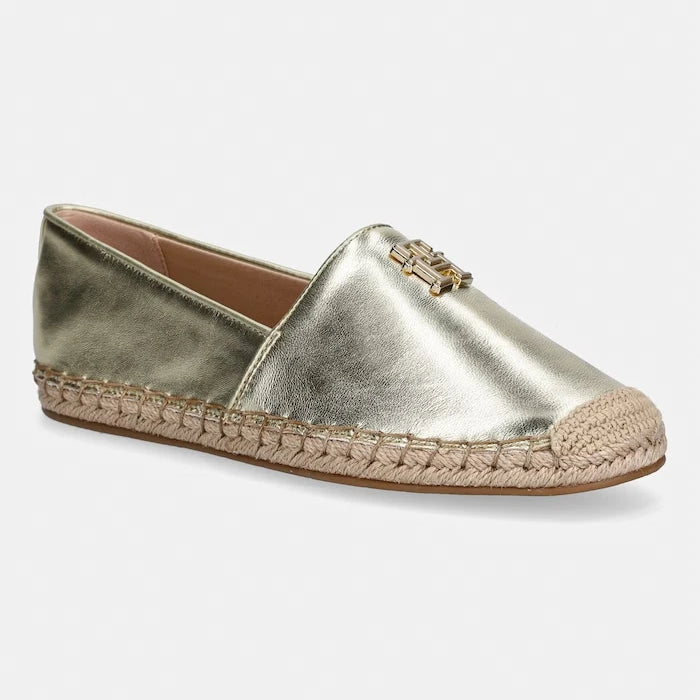 Tommy Hilfiger Kadın Deri Espadril TH LOGO GOLD ESPADRILLE