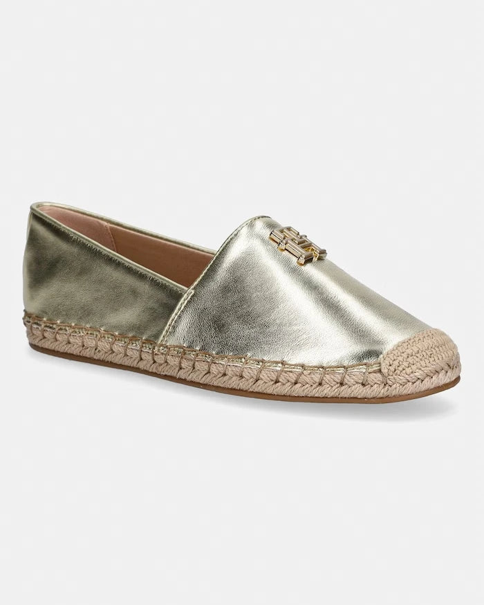 Tommy Hilfiger Kadın Deri Espadril TH LOGO GOLD ESPADRILLE