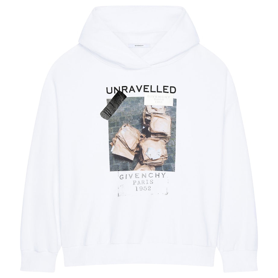 Givenchy White Cotton Printed Hoodie