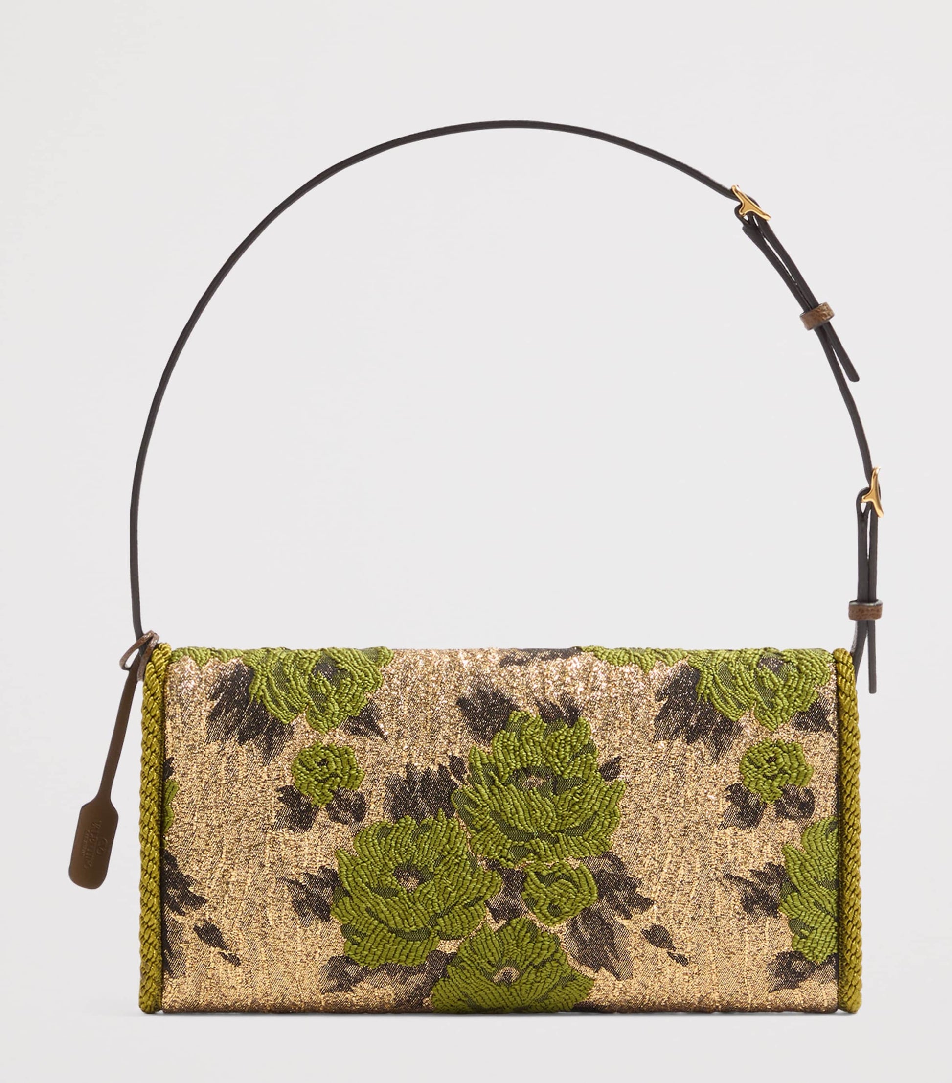 Embroidered Vain Soft Shoulder Bag